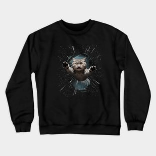 Cat Flying Space Crewneck Sweatshirt